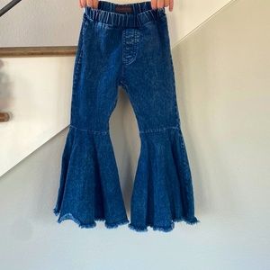 Wide flare little girl pants.